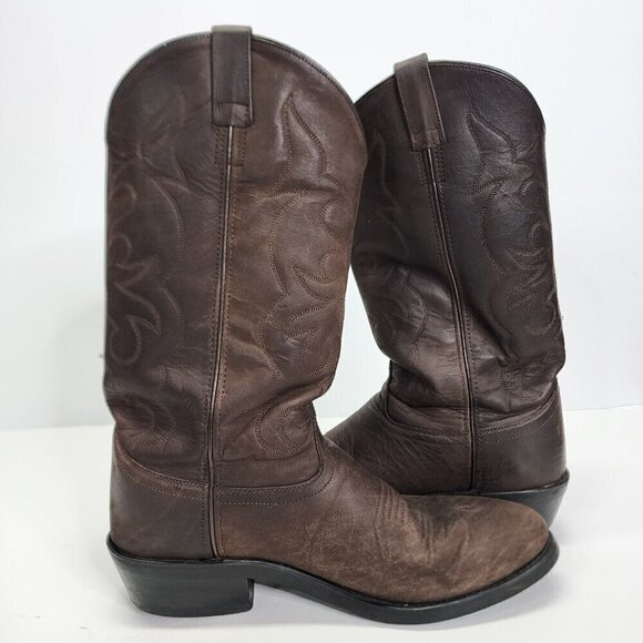 Old West Men\'s TBM3051 Brown Leather‎ Mid-Calf Western Boots - Size 9.5 D main image 12